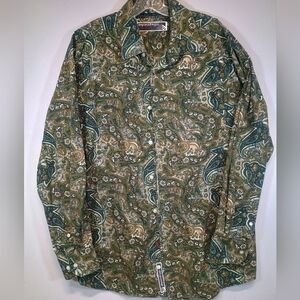Enyce Clothing Co. Enyce Paisley Button Up Shirt Men’s XXL Green Brown Long Slee